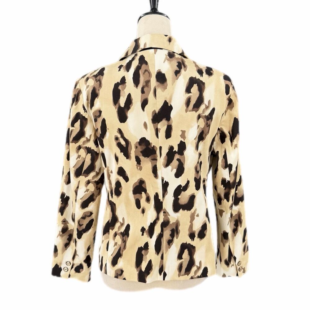 Chico’s NEW Sz 0 Tan Animal Print Workwear Office Corpcore Chic Blazer Jacket - Picture 2 of 11